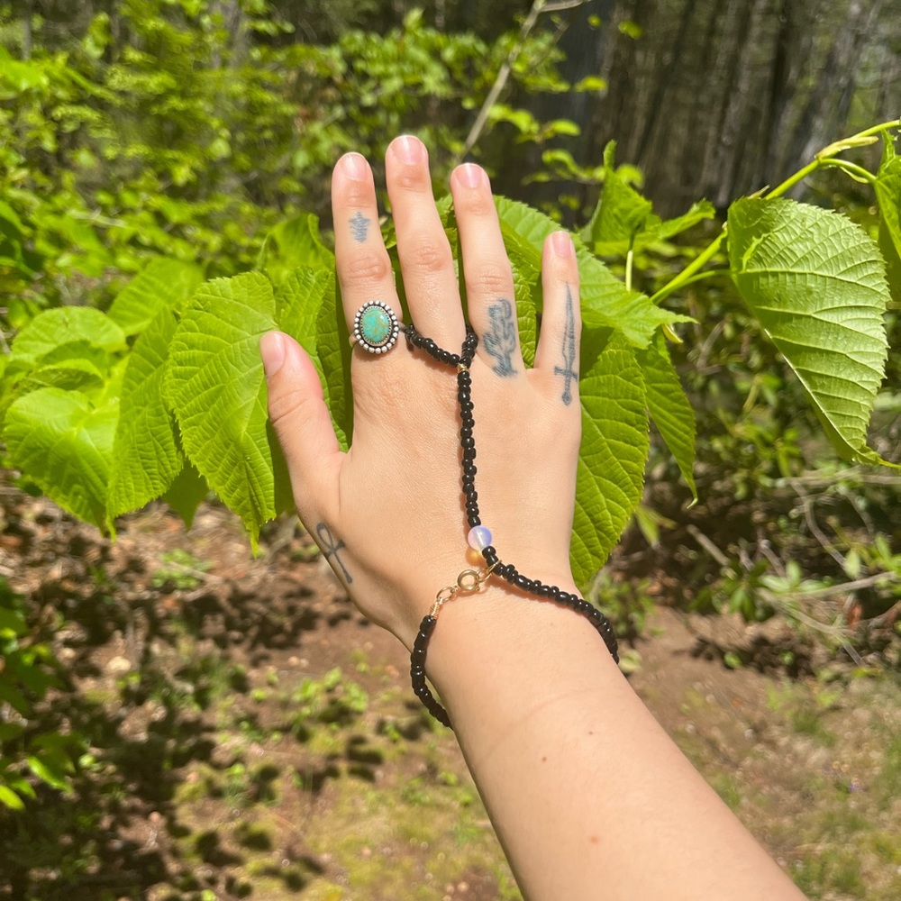 Black Bead Hand Chain